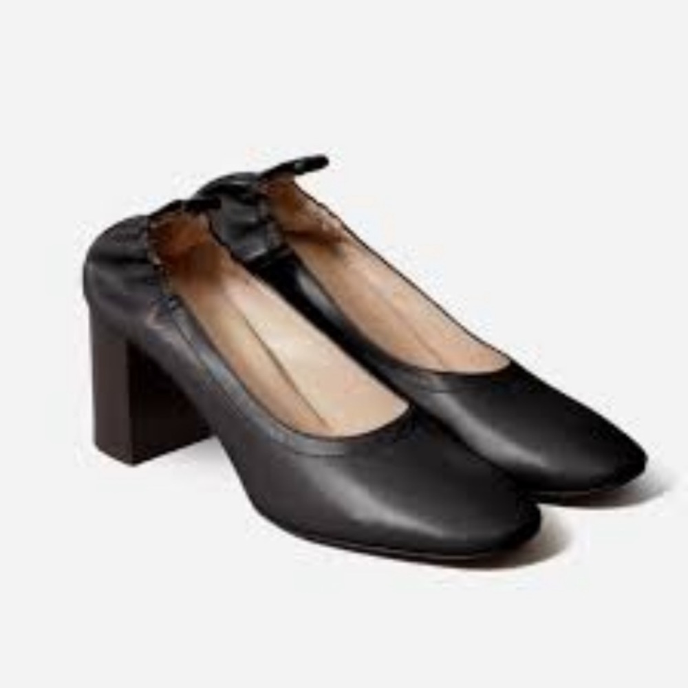 Everlane Black Block Heel Leather Pumps